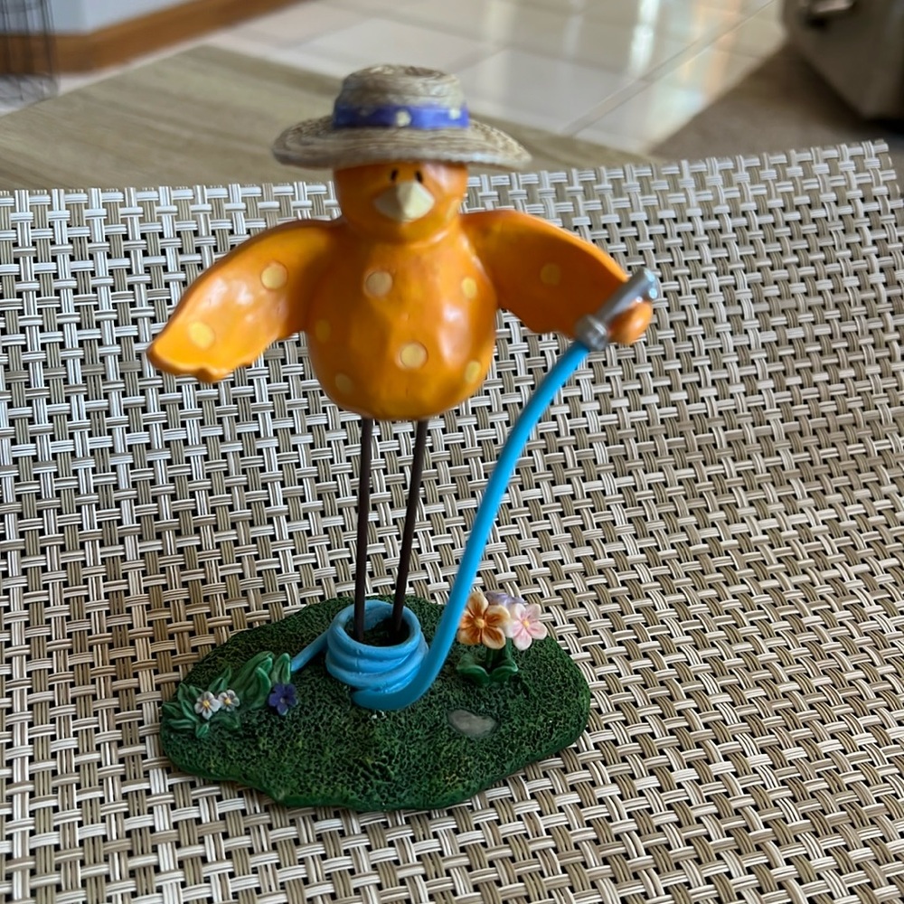 Russ Berrie Orange Garden Bird Figurine Tweet Along With Me
